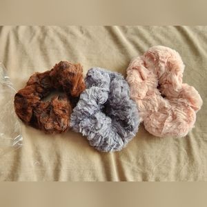 3 minky hair scrunchies New